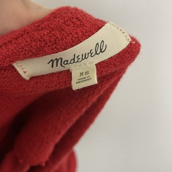 Madewell Woman’s Red Puff Sleeve Peplum Textured Top Size XS - Picture 7 of 7